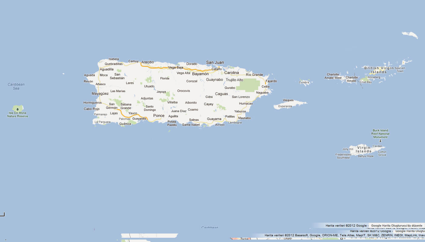 Map of Puerto Rico Virgin Islands